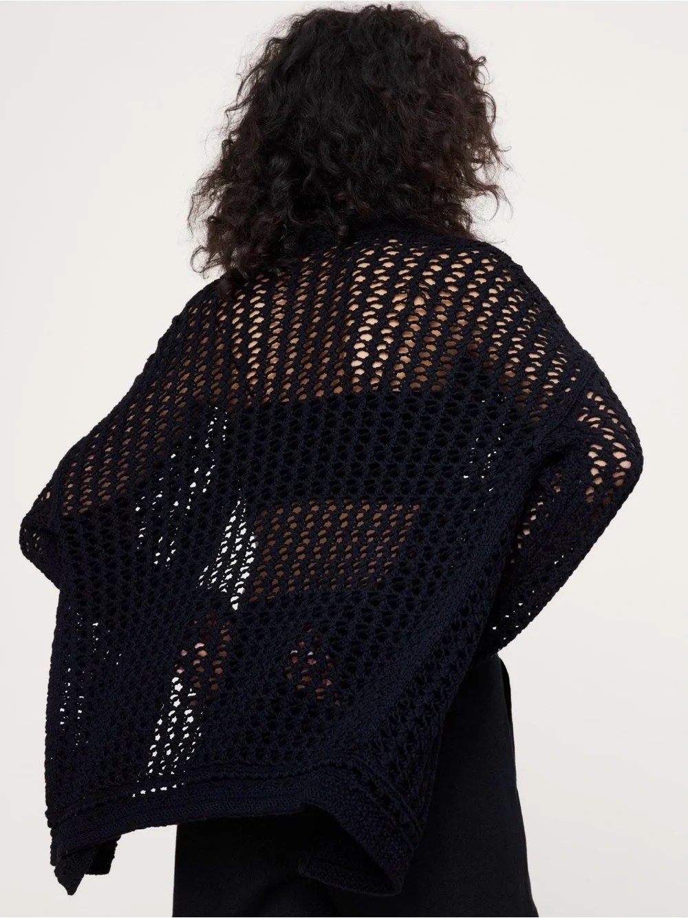 NWT Banana Republic Cotton Crochet Black Cardigan Sz Medium (#892413)